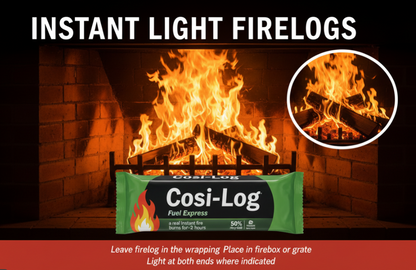 Cosi-Log Individually wrapped log made from wax impregnated wood waste