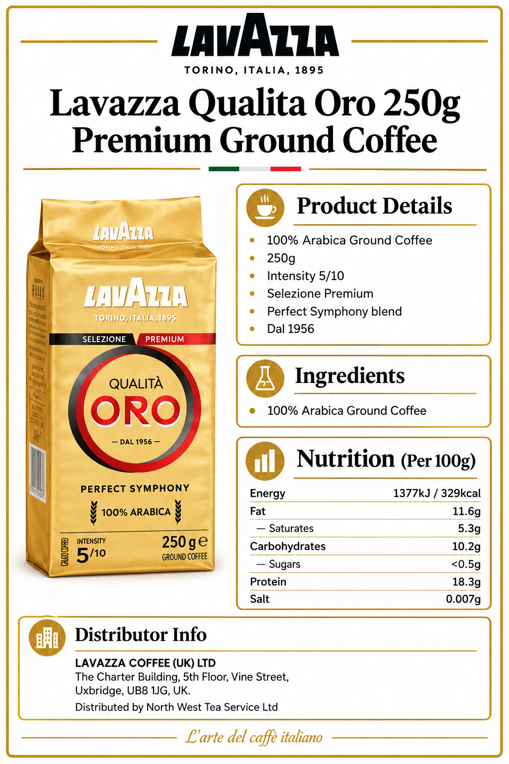 Lavazza Qualita Oro Ground Filter Coffee 250g