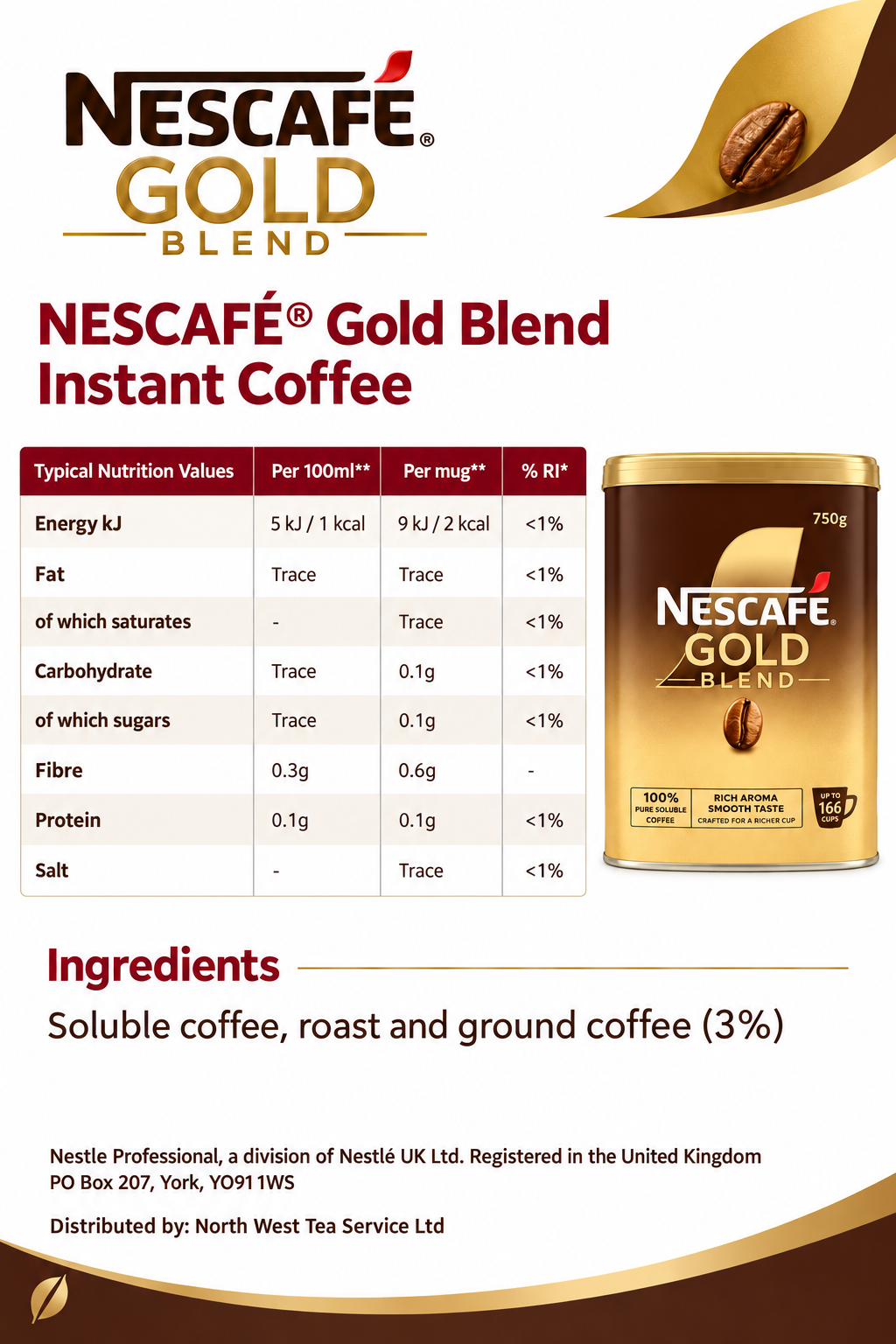 Nescafe Gold Blend Freeze Dried Coffee 750g