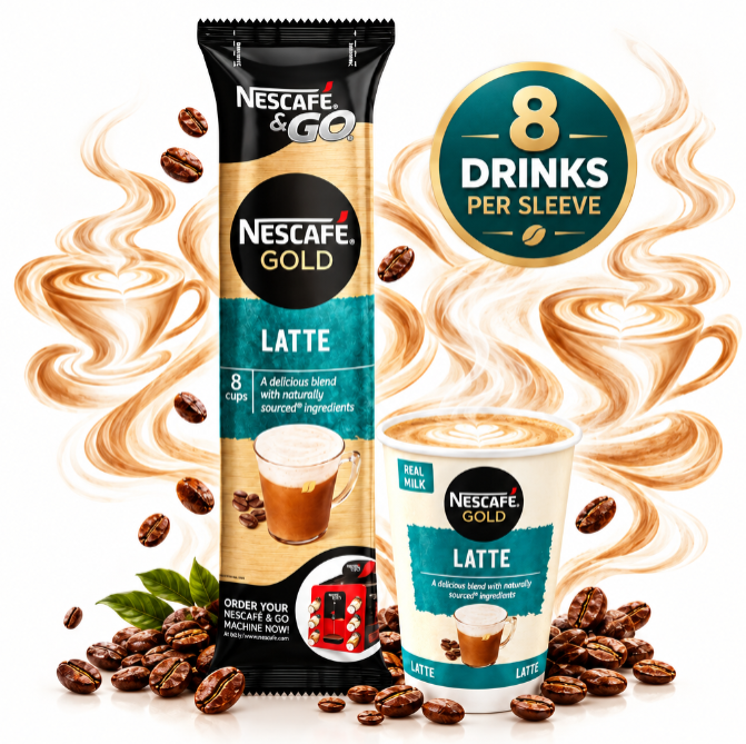 Nescafe & Go Coffee Cups for the & Go Machine Latte (Sleeve of 8)