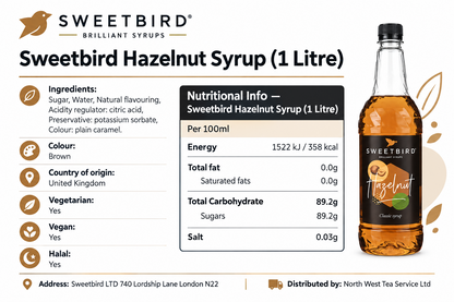 Sweetbird Hazelnut Coffee Syrup 1litre (Plastic)