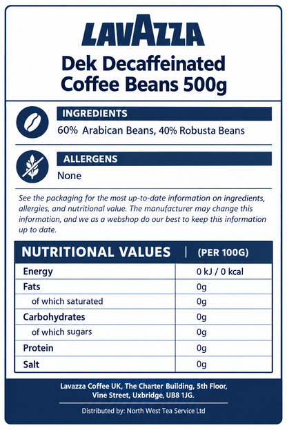 Lavazza Dek Decaf Coffee Beans 500g