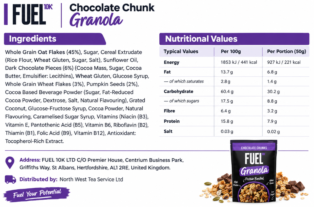 Fuel 10K Chocolate Granola 1kg Bag