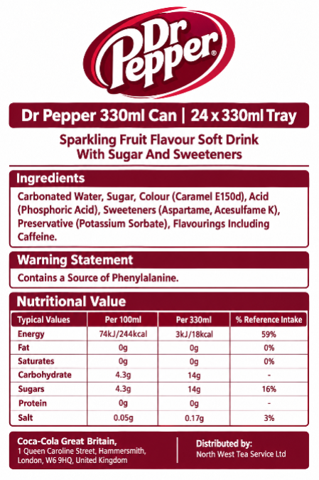 Dr Pepper Cans Pack 24 x 330ml