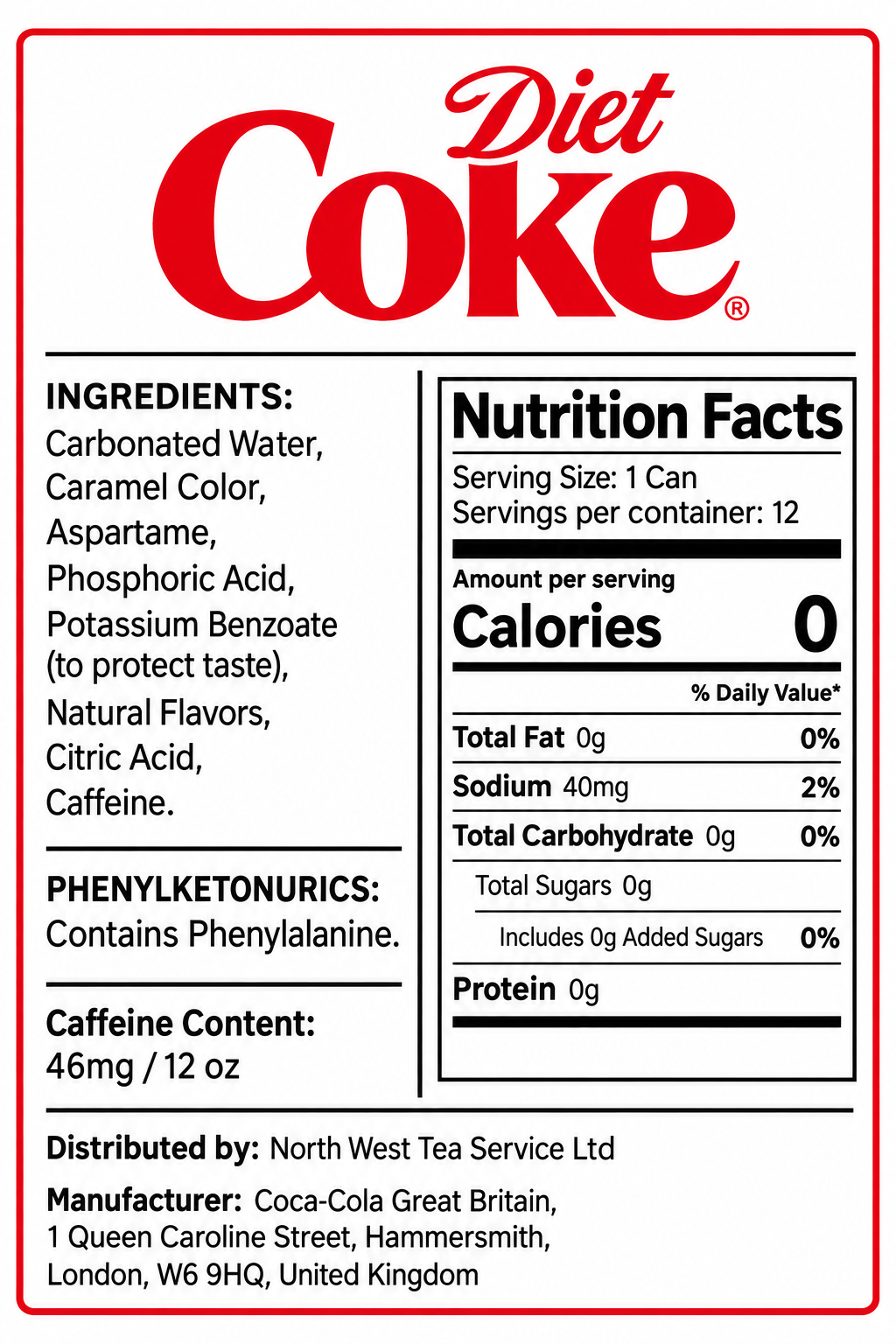 Diet Coke 500ml Bottle (Pack of 24)