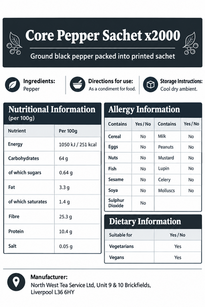 Core Individual 1g Pepper Sachets 2000's