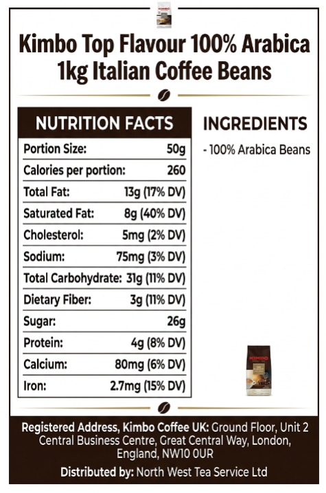 Kimbo Top Flavour 100% Arabica 1kg Italian Coffee Beans