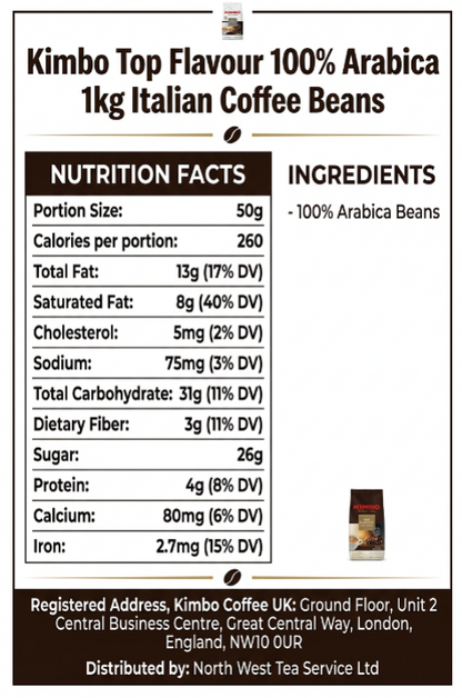 Kimbo Top Flavour 100% Arabica 1kg Italian Coffee Beans
