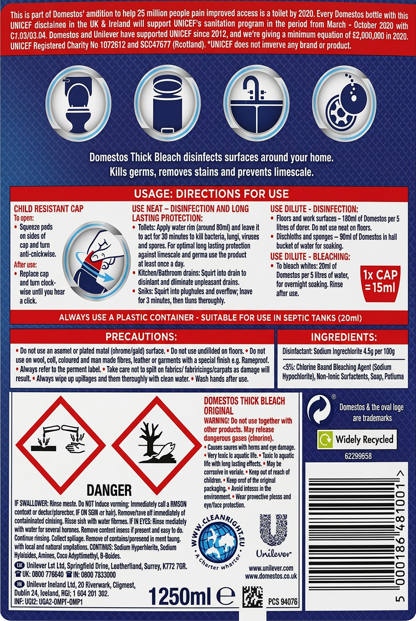 Domestos Bleach 1250ml