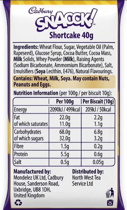 Cadbury Snack Shortcake 40g (Pack of 36) 4249109