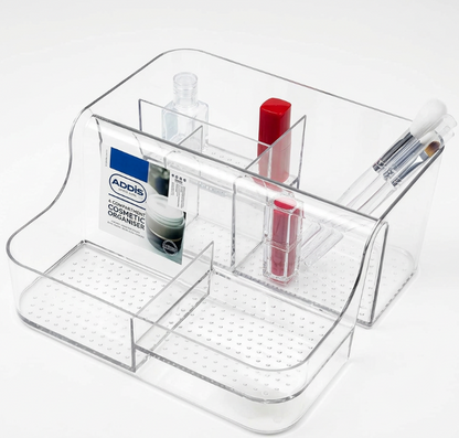 Addis Acrylic 6 Compartment Organiser | Cosmetics , Stationery Tea & Coffee | 1 x 6 Compartment