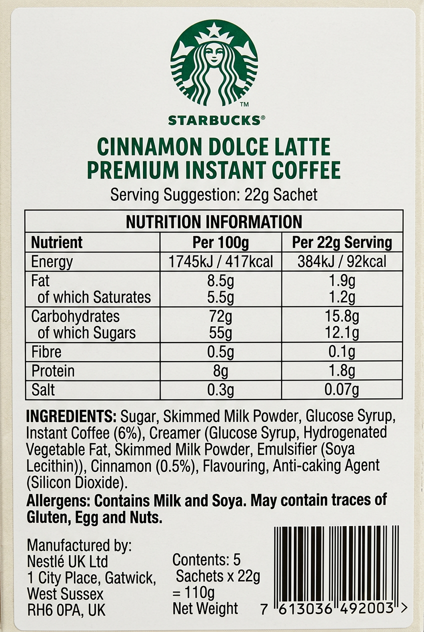 Starbucks Cinnamon Dolce Latte Instant Coffee Sachets 5x23.5g