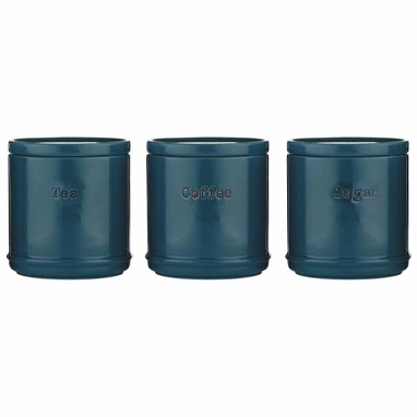 Accents Teal Tea/Coffee/Sugar Canisters 3 Set - NWT FM SOLUTIONS