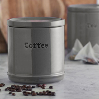 Accents Charcoal Tea/Coffee/Sugar Canisters 3 Set - NWT FM SOLUTIONS