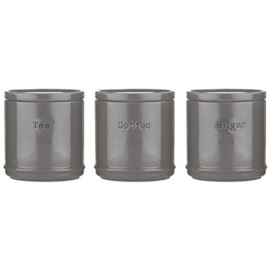 Accents Charcoal Tea/Coffee/Sugar Canisters 3 Set - NWT FM SOLUTIONS