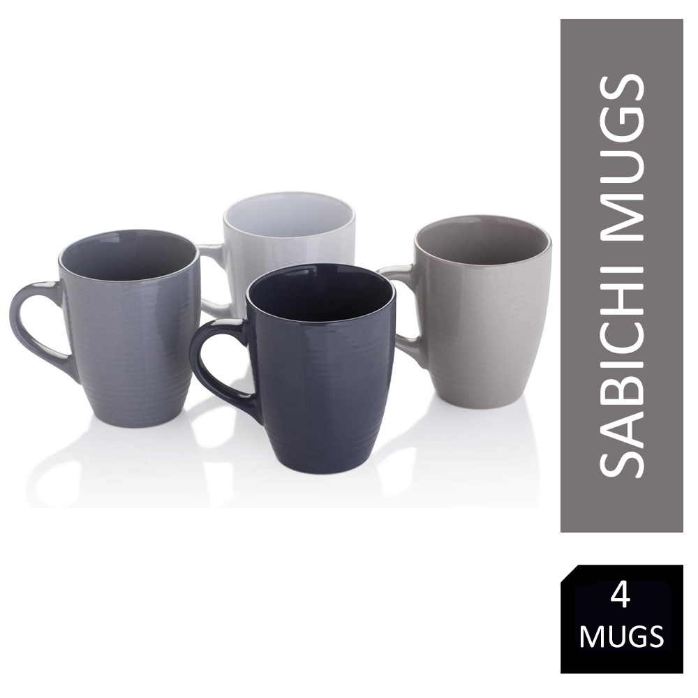 Sabichi Stoneware Grey Mugs Pack 4's