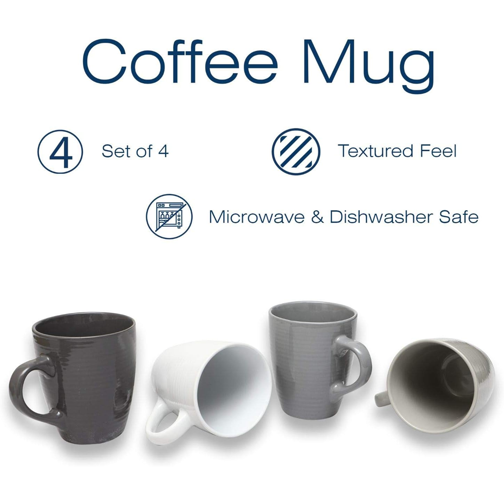 Sabichi Stoneware Grey Mugs Pack 4's