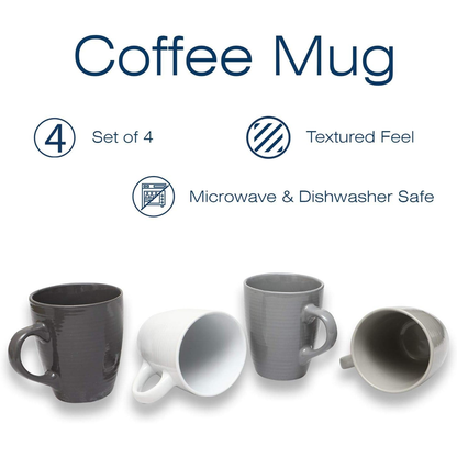 Sabichi Stoneware Grey Mugs Pack 4's