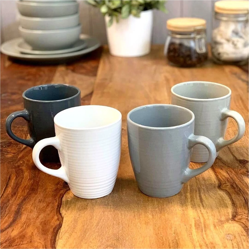 Sabichi Stoneware Grey Mugs Pack 4's
