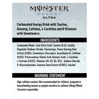 Monster Energy Ultra White Cans 12x500ml