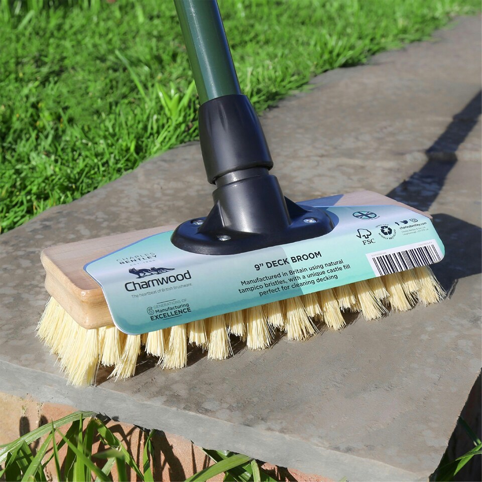 Charles Bentley Charnwood 9" Deck Broom & Scraper Garden Maintenance FSC