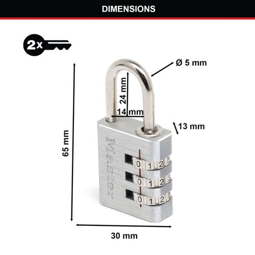 Master Lock Aluminium Combination Padlock 30Mm 630EURD