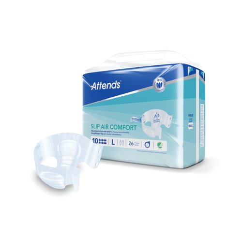 Attends Slip Air Comfort Nappies Size 10L x2 Pack of 26 37790