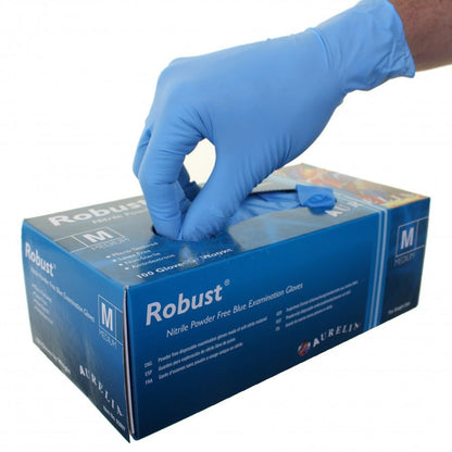 Aurelia ROBUST Micro-Textured Blue Powder Free Nitrile Gloves 100's