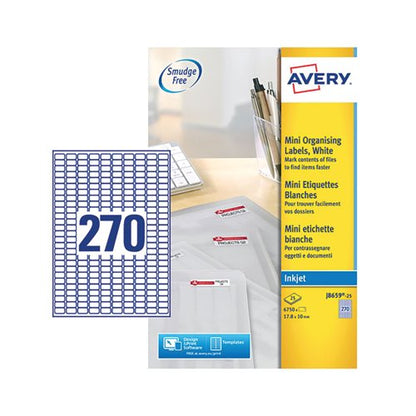 Avery Inkjet Mini Labels 270 Per Sheet White (Pack of 6750) J8659-25