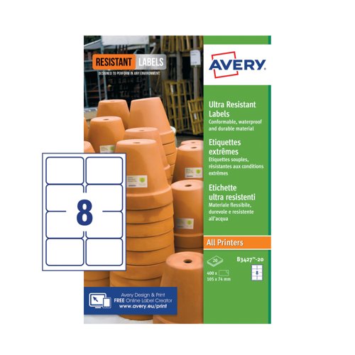 Avery Ultra Resistant Labels 74x105mm (160 Pack) B3427-20