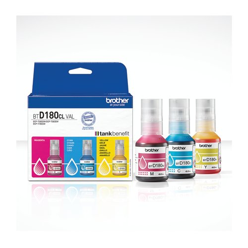 Brother Ink Bottle Super High Yield CMY Multipack BTD180CLVAL
