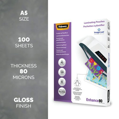 Fellowes ImageLast Laminating Pouch A5 160 Micron Total Thickness Gloss (Pack of 100) 5306002