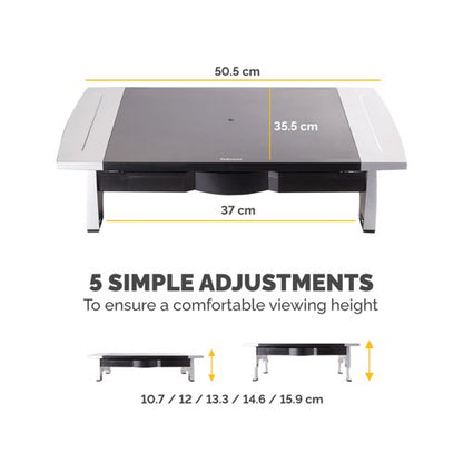 Fellowes Office Suites Standard Height Adjustable Monitor Stand Black/Silver 8031101