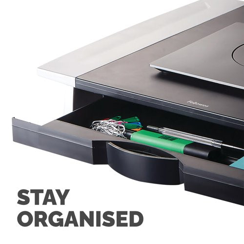 Fellowes Office Suites Standard Height Adjustable Monitor Stand Black/Silver 8031101