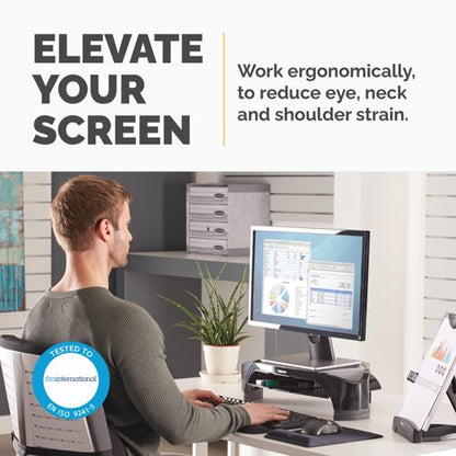 Fellowes Smart Suites Height Adjustable Monitor Riser Black/Silver 8020801
