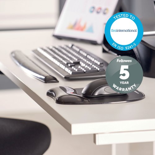 Fellowes Crystal Gel Mouse Pad And Wrist Support Black 9112101