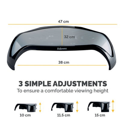 Fellowes Smart Suites Height Adjustable Monitor Stand Black/Silver 8020101