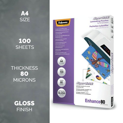 Fellowes SuperQuick Lamg Pouch A4 160mi Gloss Pack of 100 5306207