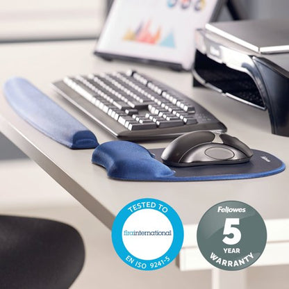 Fellowes Memory Foam Mouse Pad Wrist Support Sapphire Blue 9172801