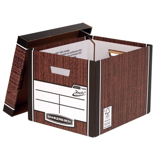 Bankers Box Premium Presto Storage Box Woodgrain (Pack of 10) 7260501