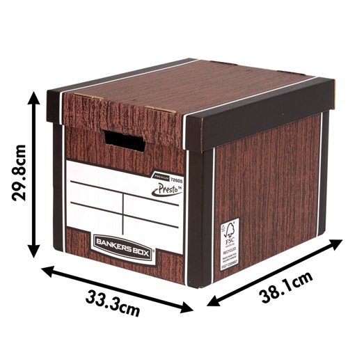 Bankers Box Premium Presto Storage Box Woodgrain (Pack of 10) 7260501