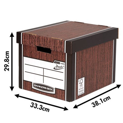 Bankers Box Premium Presto Storage Box Woodgrain (Pack of 10) 7260501
