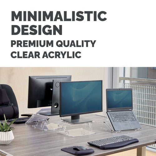 Fellowes Clarity Adjustable Monitor Stand Clear Acrylic 9731101
