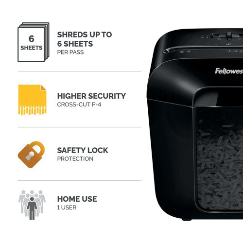 Fellowes Powershred LX25 Cross-Cut P-4 Shredder Black 4171101