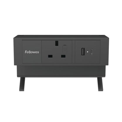 Fellowes Power Desk Type G UK/IE 1 Socket 1 USB-A + 1 USB-C Port Black 100136980
