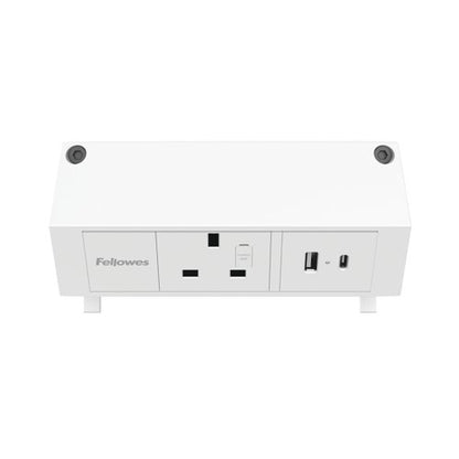 Fellowes Power Desk Type G UK/IE 1 Socket 1 USB-A + 1 USB-C Port White 100137171