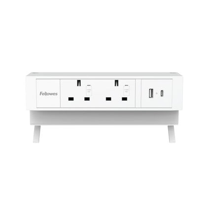 Fellowes Power Desk 2 Type G UK/IE 2 Sockets 1 USB-A + 1 USB-C Port White 100137181