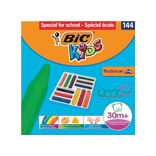 Bic Kids Plastidecor Triangle Crayons Assorted (Pack of 144) 887833