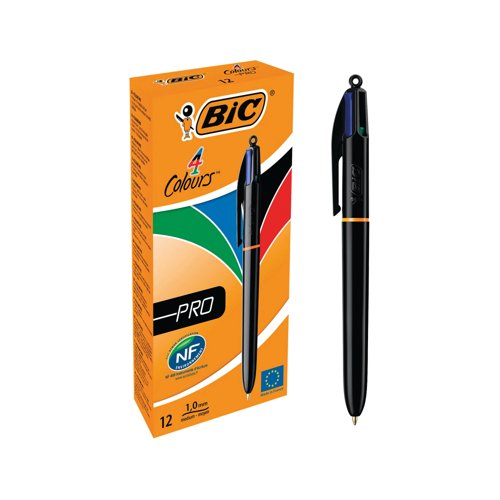 Bic 4 Colours Pro Retractable Ballpoint Pen (12 Pack) 902129