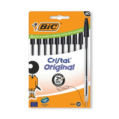 Bic Cristal Ballpoint Pen Medium Black (Pack of 10) 516353